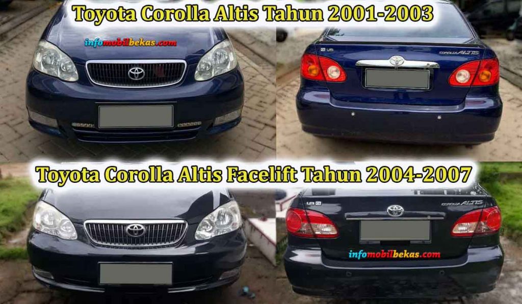 perbedaan corolla altis gen 1 tahun 2001-2003 dengan altis facelift tahun 2004-2007